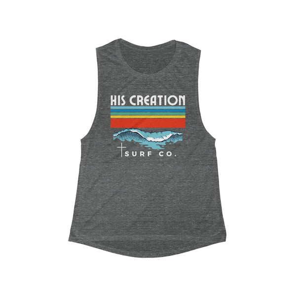 His Creation Surf Co. Retro Striped Flowy Scoop Muscle Tank