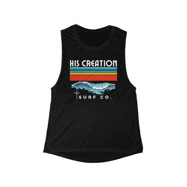 His Creation Surf Co. Retro Striped Flowy Scoop Muscle Tank