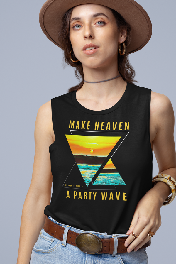 Make Heaven A Party Wave Flowy Scoop Muscle Tank