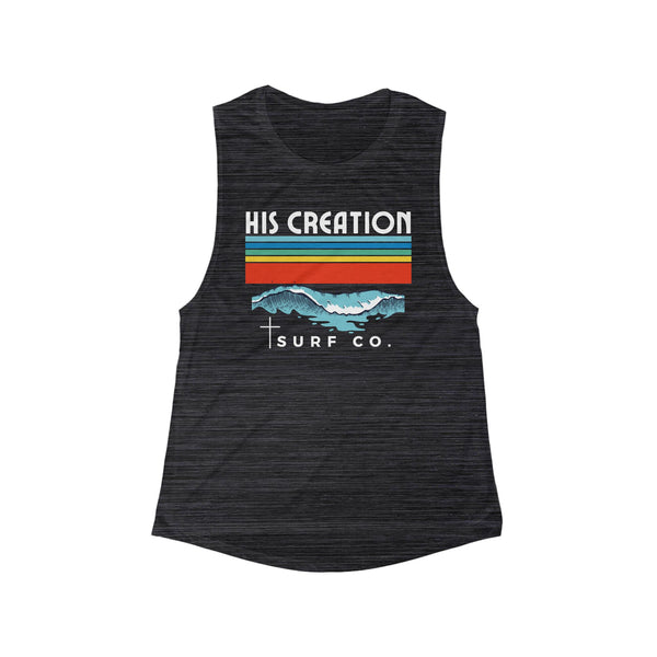 His Creation Surf Co. Retro Striped Flowy Scoop Muscle Tank